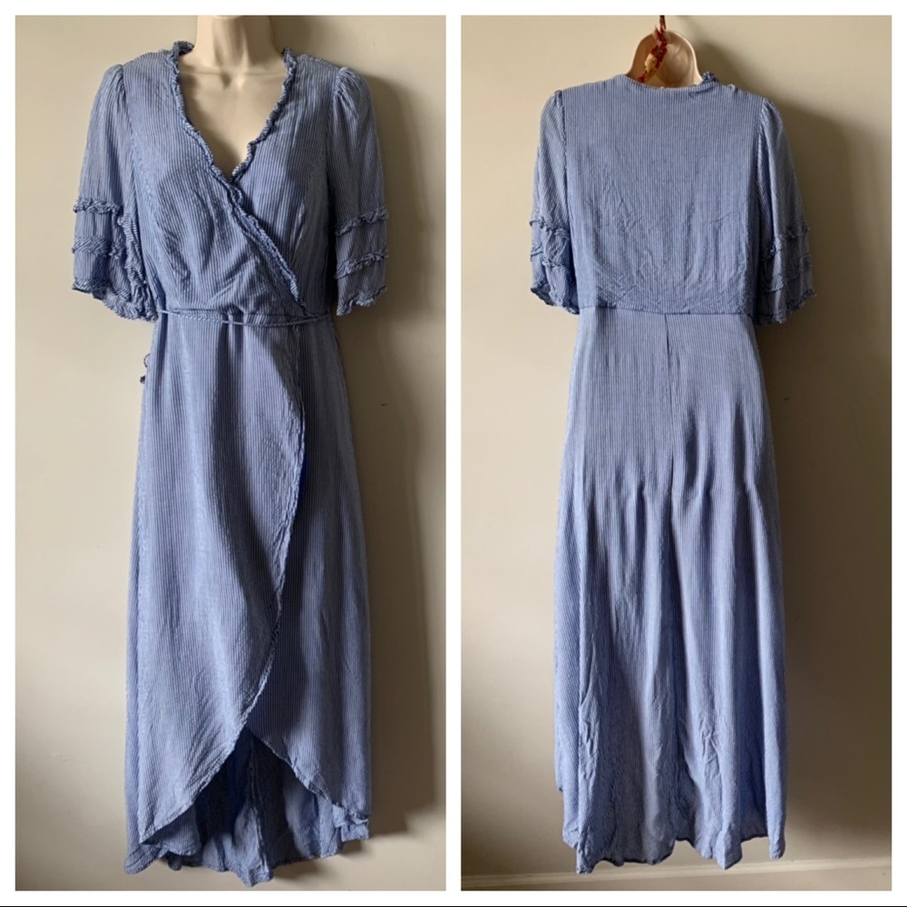 June & Hudson blue wrap nautical maxi dress